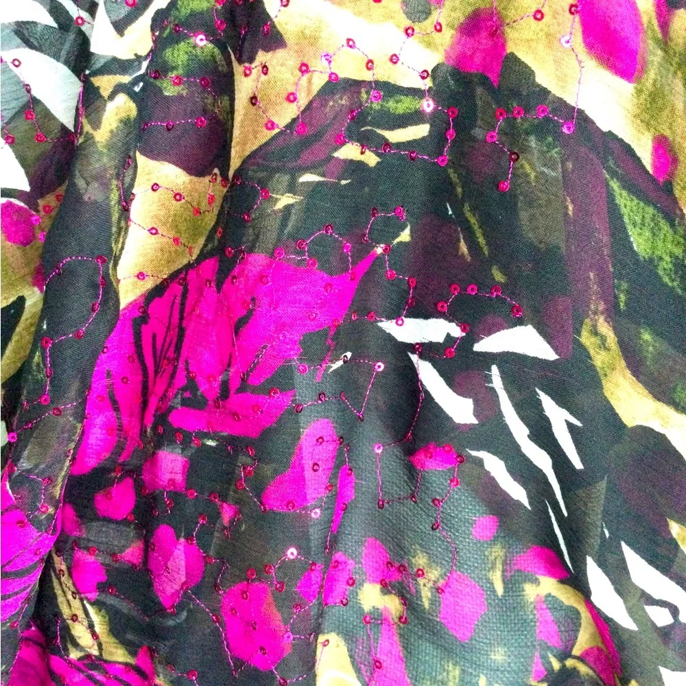 Massimo Fuchsia and Black scarf, coverup sequin large rectangle.